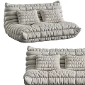 Modern Soft Padded Two-Seater Sofa With Ruched Cushions And Comfortable Design 3d model