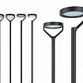 Modern Outdoor Lights With Silver Poles And Round Shades For Night Illumination