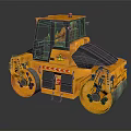 Yellow Road Roller With Dual Large Rollers Cab And Warning Light