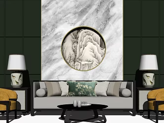 New Chinese Sofa Coffee Table Lamp 3d model