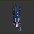Futuristic Blue Mechanical Wolf Robot With Back Cannon And Red Accents