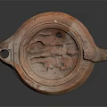 Vintage Brown Terracotta Tea Ware With Intricate Carved Patterns And Handle
