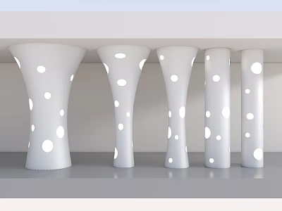 Five White Columns With Polka Dot Patterns In Modern Interior Design 3d model