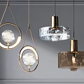 Modern Pendant Lights With Golden Metal Frames And Transparent Glass Designs