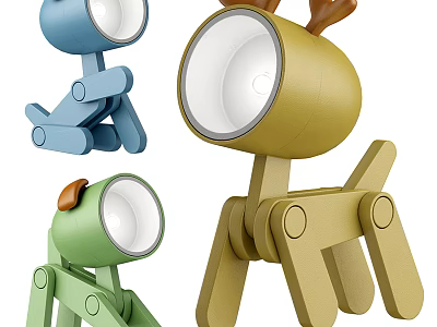 Cute Animal Designed Table Lamps Colorful Blue Green Yellow Decorative Lighting for Kids Room 3d model