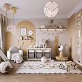 Cozy Kids Room Interior With Teepee Tent Soft Armchair Toys Balloons Shelves And Rug