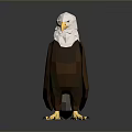 Low Poly Eagle Model With White Head Yellow Beak Claws Brown Body On Gray Background 3d model