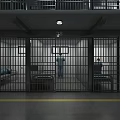 Prison Cells With Metal Barred Doors Beds Desks And Inmates Inside