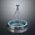 Modern Circular Chandelier Lighting Combination With Blue Lights And Metal Frame Design