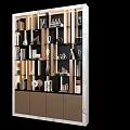 Modern Layered Bookcase with Wooden Frames Books and Decorative Sculptures