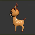 Adorable Orange Deer with Red Antlers White Belly and Black Eyes Standing on Black Background