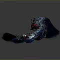 Dynamic Game and Movie Characters in Blue Wave with Red Serpent and Small Figures