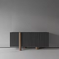 Modern Entryway Console Cabinet With Vertical Striped Design And Copper Legs 3d model