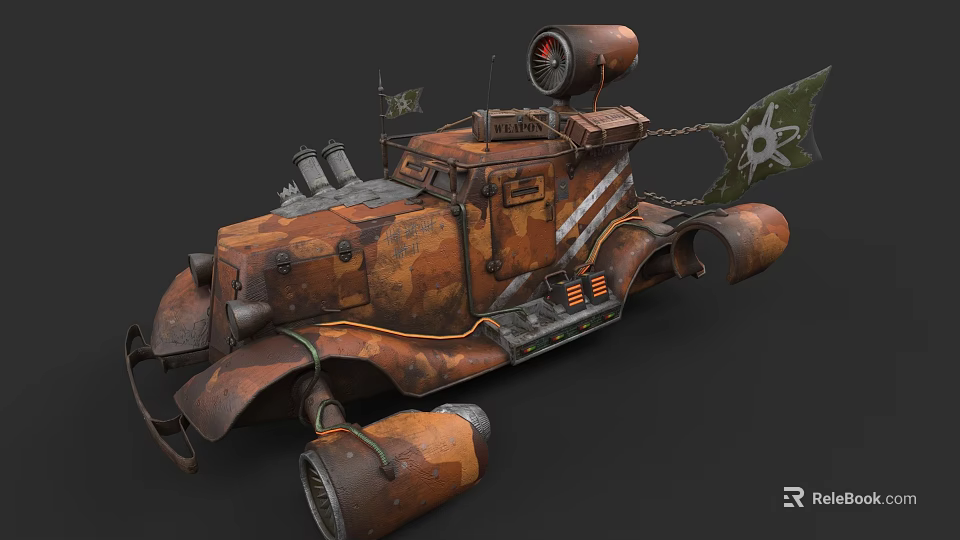 Rusty Armored Tank With Camouflage Paint Cannon Tracks And Military Equipment 3d model 