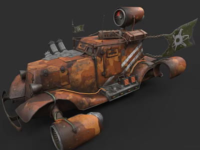Rusty Armored Tank With Camouflage Paint Cannon Tracks And Military Equipment 3d model