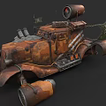 Rusty Armored Tank With Camouflage Paint Cannon Tracks And Military Equipment