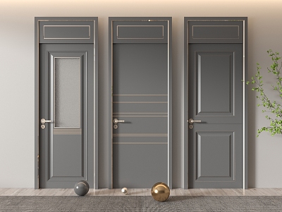 Modern swing door single bedroom door 3d model