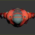 Red Metallic Mech Robot Game Movie Character With Green Head Design