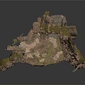 Scenic Rocky Cliff Formation With Lush Vegetation Cave And Elevated Platform