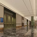 Luxurious Modern Hotel Lobby Interior With Elegant Lighting Marble Floor And Elevators