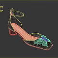 Black Velvet Women Shoes With Ankle Strap Block Heel And Blue Butterfly Decoration