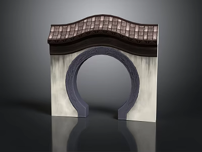 Traditional Architectural Design With Dark Brown Tiled Roof Circular Arch And Light Walls 3d model