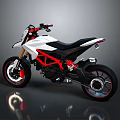 Sleek Red and White Motorcycle With Black Seat Sporty Design and Shiny Wheels
