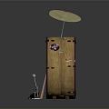 Acoustic Bass Drum With Wooden Shell Pink Drumhead Metal Cymbal Stand And Red Drumsticks