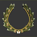 Green Plant Wreath With Decorative Leaves And Yellow Accents On Black Background
