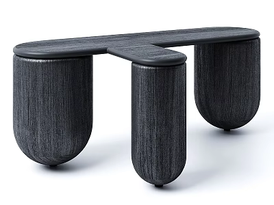 Modern Minimalist Dark Wooden Coffee Table With Unique Cylindrical Support Legs Design 3d model