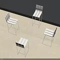 Modern White Bar Stools With Metal Frame And Striped Backrest In Kitchen Space 3d model