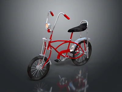 Classic Red Bicycle With Red Handlebars Black Seat And Silver Accents 3d model