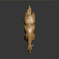 Polished Golden Horse Statue With Shiny Metallic Finish And Reflective Base