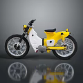Vintage Yellow And White Motorcycle With Retro Design Classic Seat And Shiny Wheels