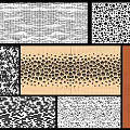 Various Decorative Textured Patterns With Dotted Honeycomb Grid And Striped Design Elements