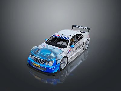White And Blue Racing Car With SPARCO Logo Sleek Design And Aerodynamic Features 3d model