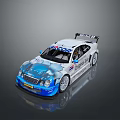 White And Blue Racing Car With SPARCO Logo Sleek Design And Aerodynamic Features