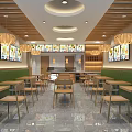 Cozy Restaurant Interior With Wooden Chandeliers Green Banquettes Wooden Tables Chairs And Wall Artworks