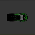 Black and Green Racing Sports Car with Large Rear Wing and Number 63 on Body