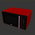 Red Microwave Oven With Black Panel Silver Handle Control Buttons And Display Screen 3d model