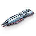 Futuristic Cosmic Spaceship With Streamlined Gray Blue Red Details And Multiple Modules Antennas