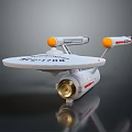 Detailed Starship Model NCC 1701 With White Hull And Yellow Engine Parts