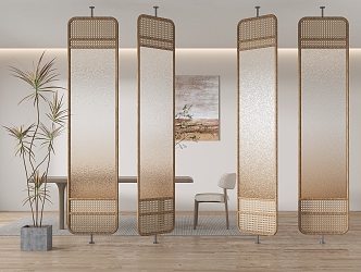 French Screen Partition Glass Partition Rattan Partition Frosted Glass Partition Gradient Glass Partition 3d model