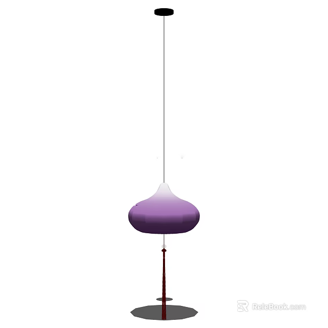 Elegant Purple Dome Shaped Pendant Light With Hanging Tassel Decoration 3d model 