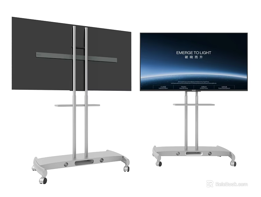 Public Facility Mobile Stand With Large Screen Display For Information Presentation 3d model