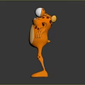 Orange Spotted 3D Creature Character With Big Eyes And Outstretched Arms And Legs