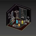Cartoon Scene With Colorful Characters In Cozy Room With Fireplace Bookshelf And Window