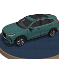 Green Modern SUV Showcased On Round Display Platform With Black Background