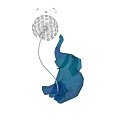 Blue Elephant Landscape Sculpture in Sitting Posture With Transparent Dandelion and Metal Wire