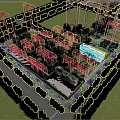 Aerial View Planning of Residential Complex Featuring Mid High Rise Buildings Green Spaces and Roads